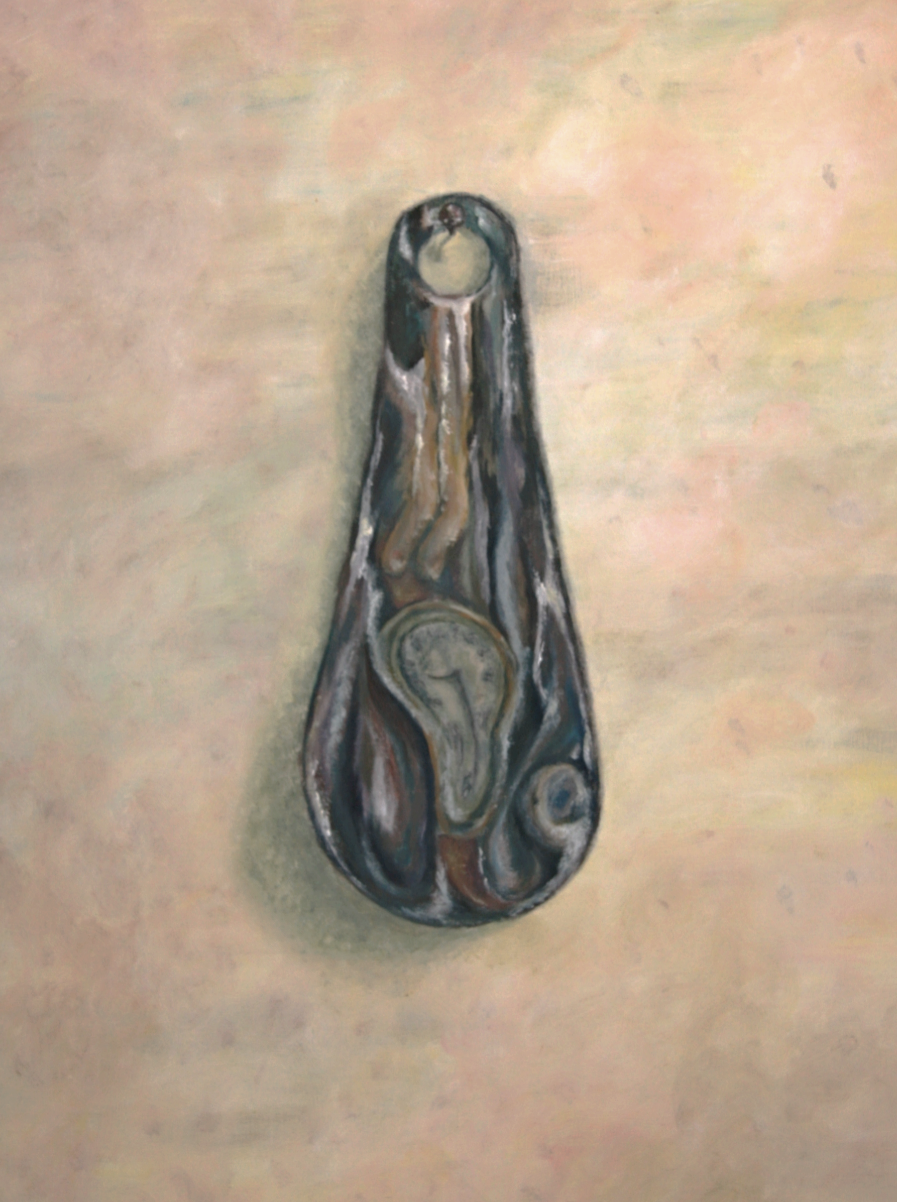 Don't walk through life without watching; you may find Dali's watch melting in the reflection of a shoe spoon. Oli painting, 0,7 x 1&nbsp;meters.